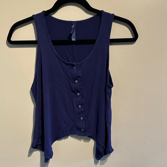 🌸Garage Deep Blue Button-Front Tank Top - Picture 1 of 6